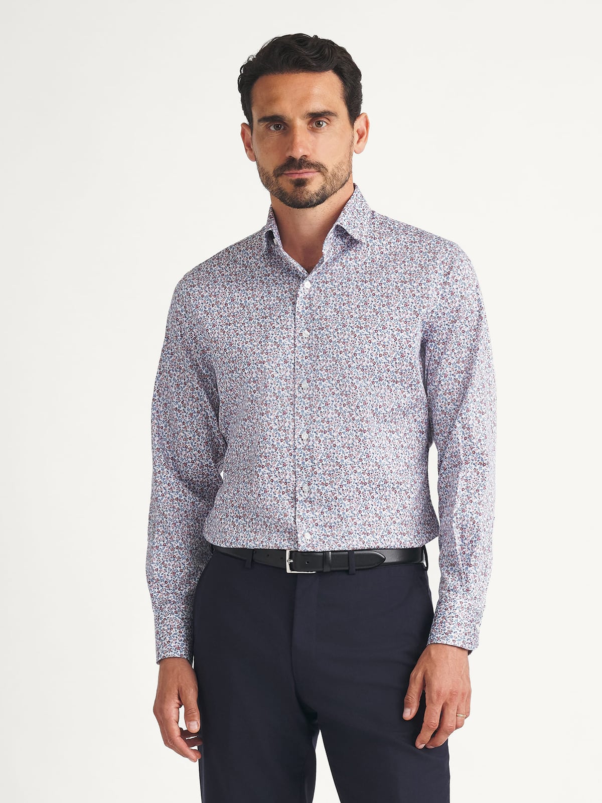 rose gold dress shirt Hi-Tie Black Floral Top Rose Gold Floral Silk Men's Long Sleeve Shirt, L