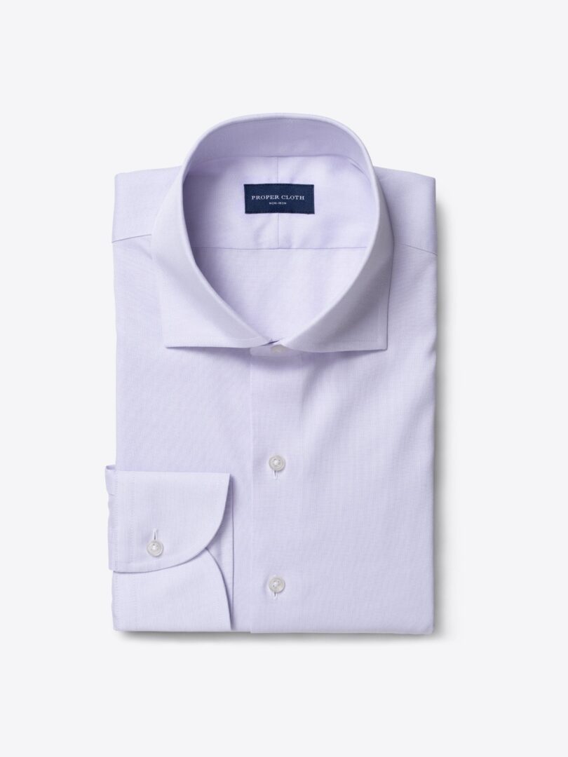 Non-Iron Supima Lavender Pinpoint Fitted Dress Shirt 