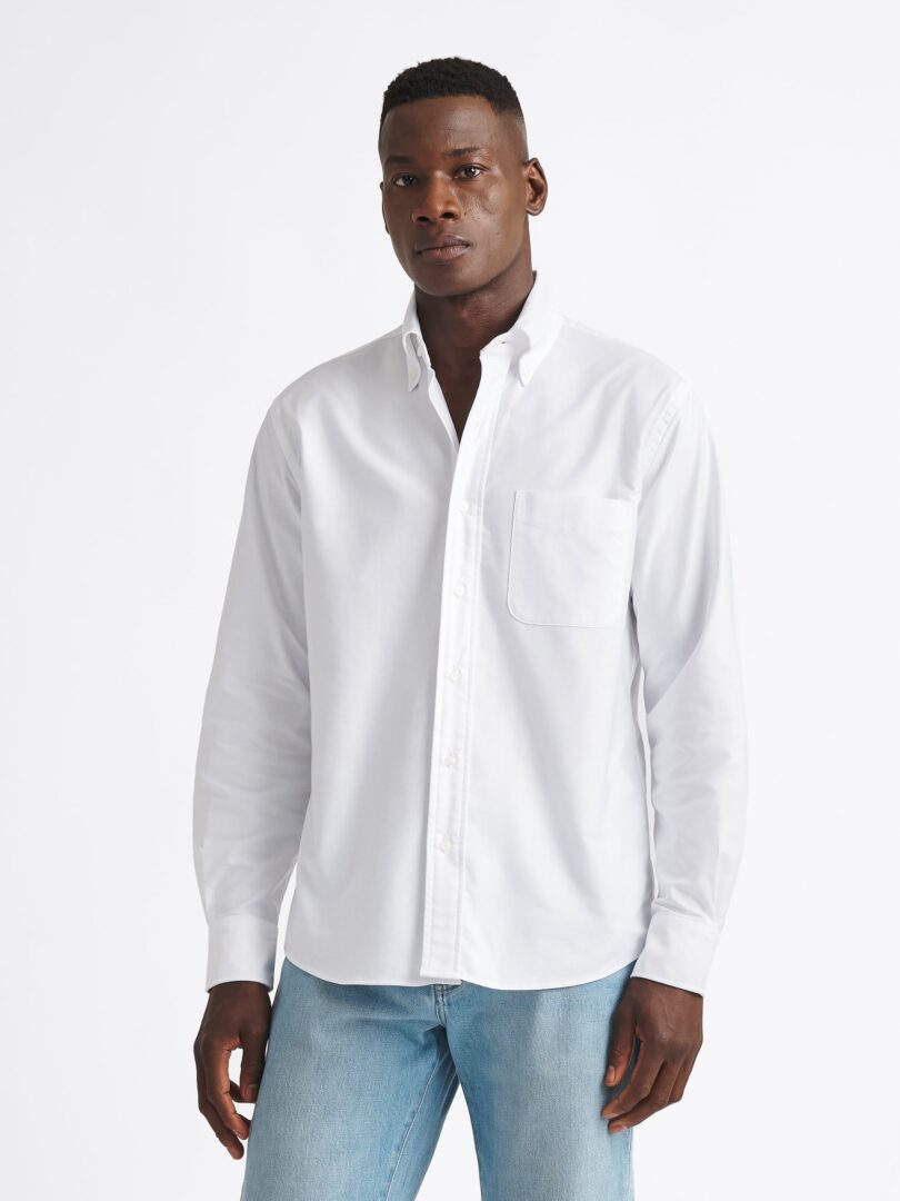 Clark White Oxford Cloth Button Down Thumb Detail