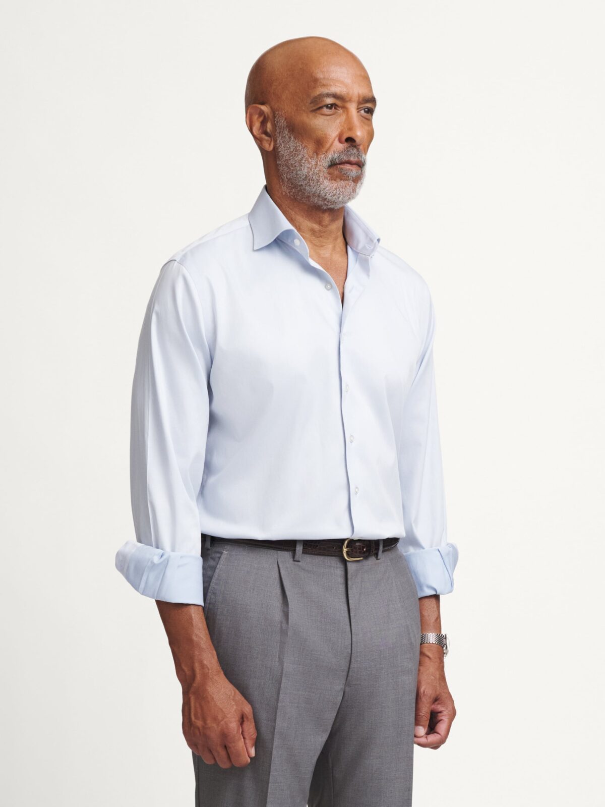 grey dress pants blue shirt Proper Cloth Men's Non-Iron Stretch Supima Light Twill Custom quince años