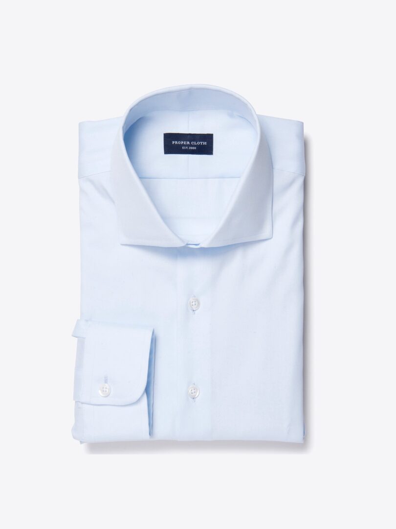 Pale Blue Extra Wrinkle-Resistant Pinpoint Fitted Dress Shirt 