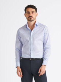 The Irving Broadcloth Dress Shirt in Blue and Violet Check