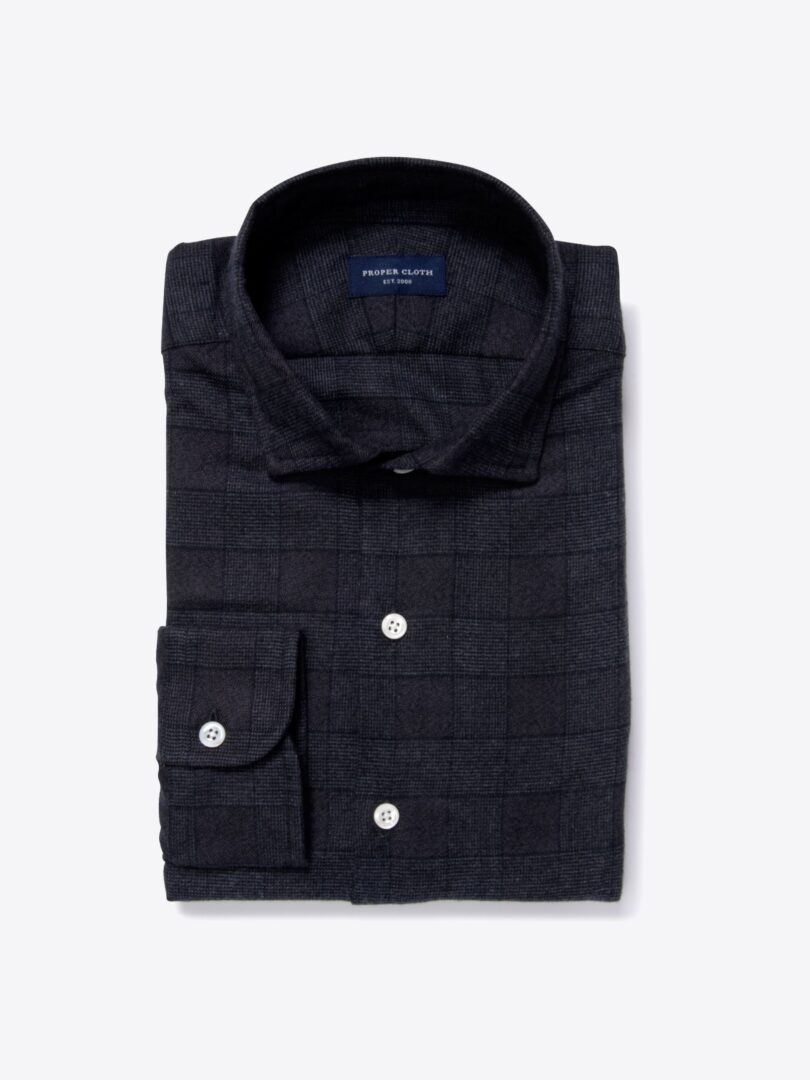 Canclini Grey Tonal Plaid Beacon Flannel Custom Made Shirt 