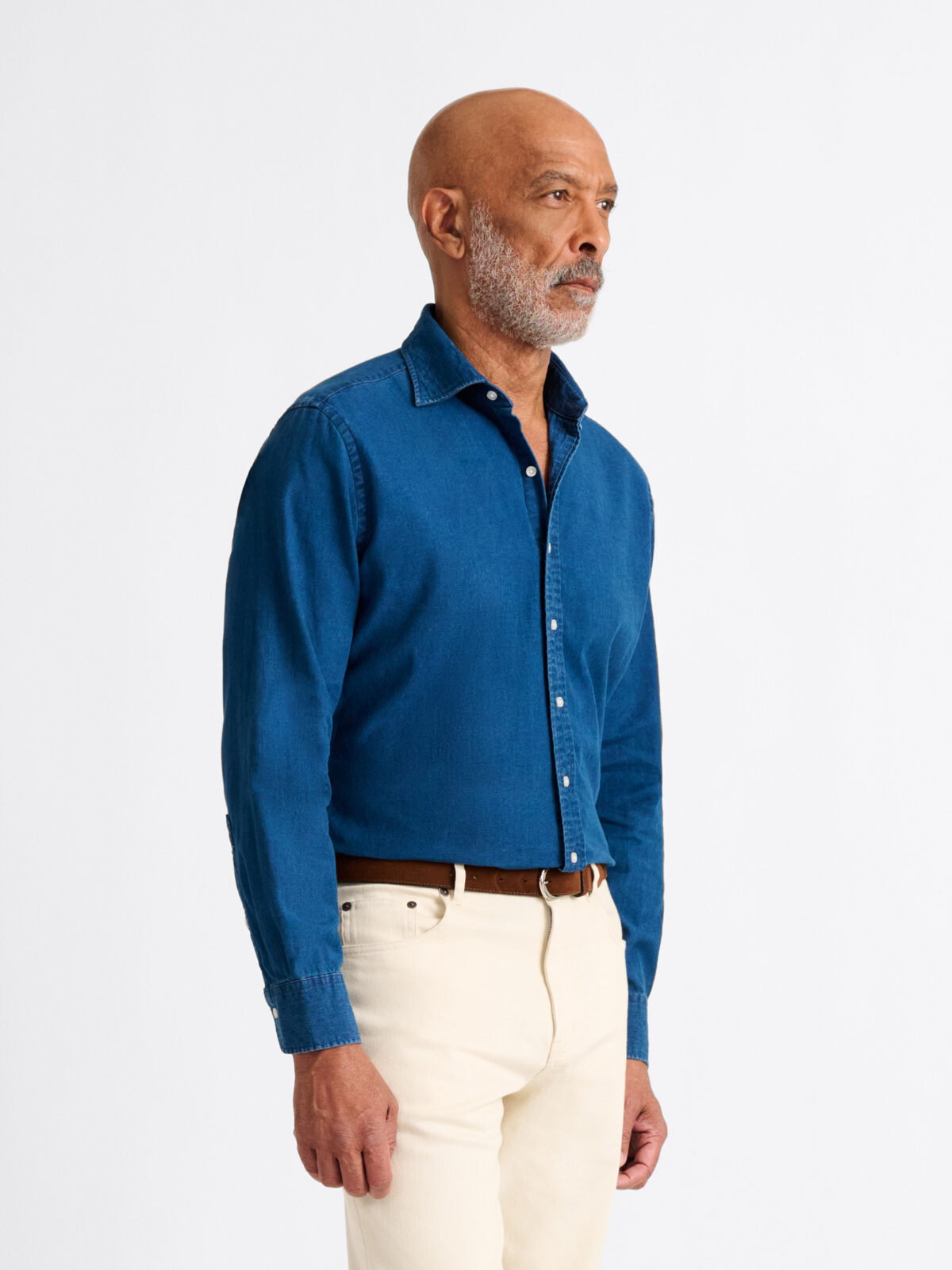 The Italian Denim Dress Shirt in Dark Wash Denim