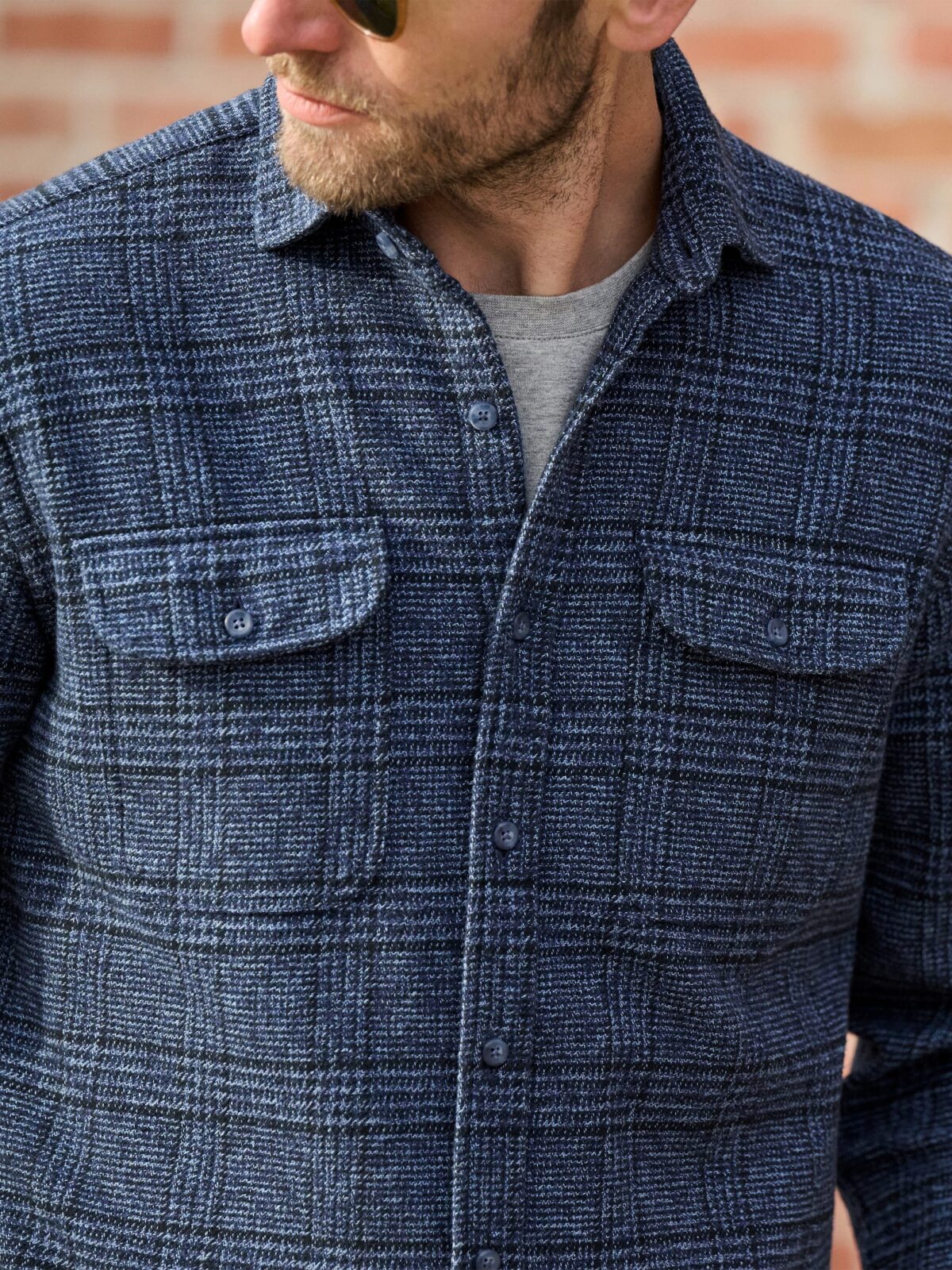 Japanese Navy Low Twist Glen Plaid Shirt by Proper Cloth