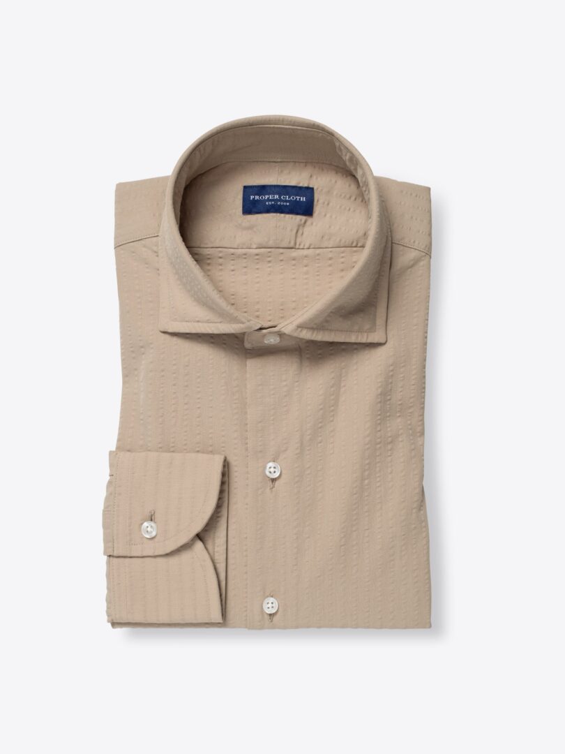 Portuguese Khaki Wide Seersucker 