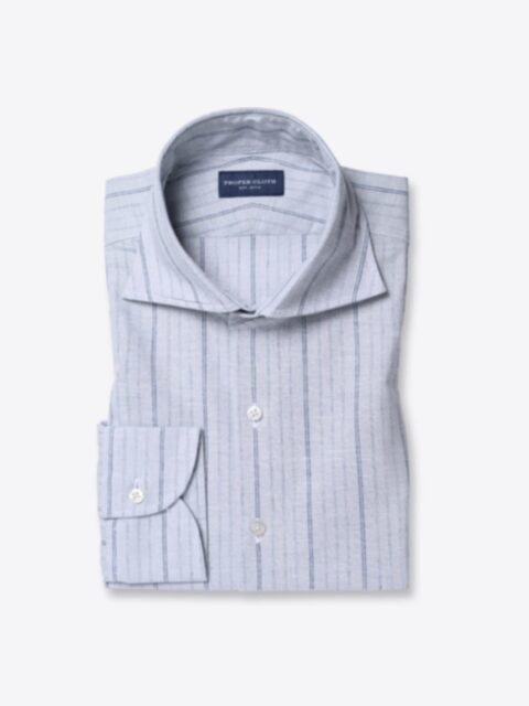 Shop Light Grey Cotton Linen Multi Stripe