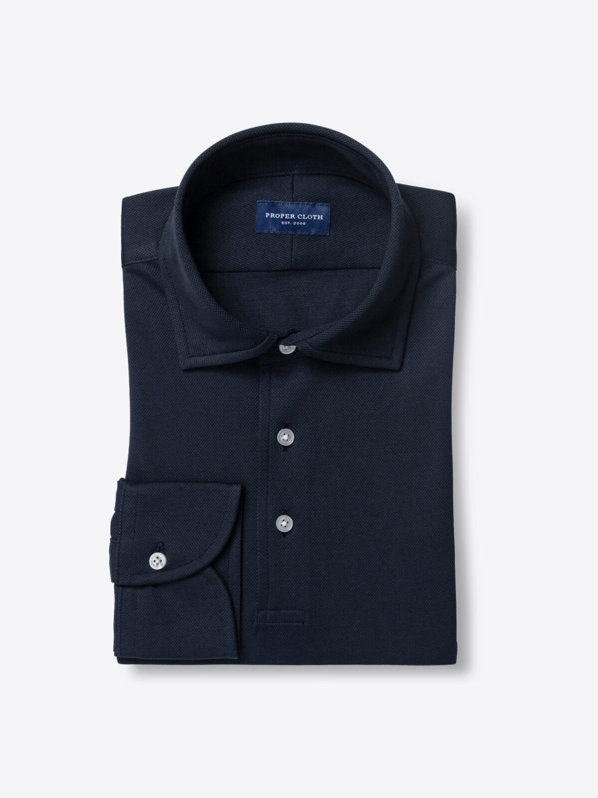 Sullivan Navy Blue Easy Care Long Sleeve Polo Shirt