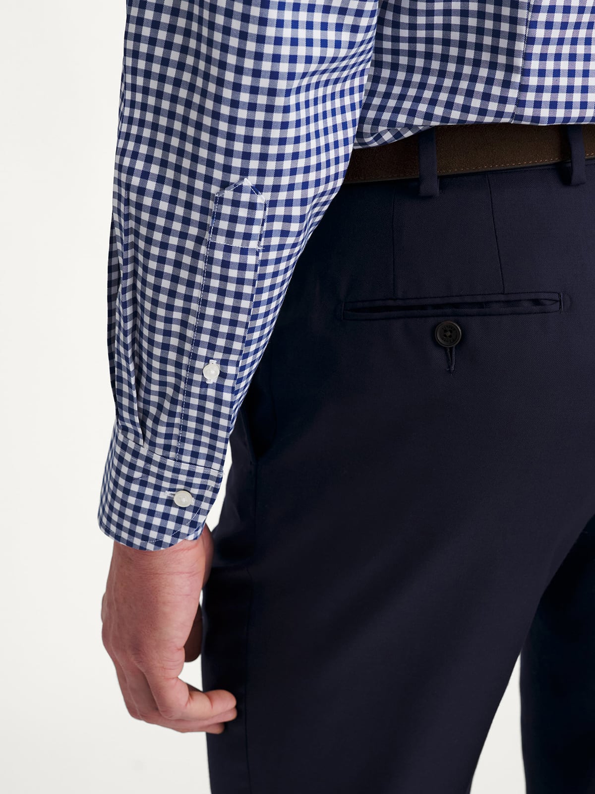 The Non-Iron Button Down in Navy Blue Gingham