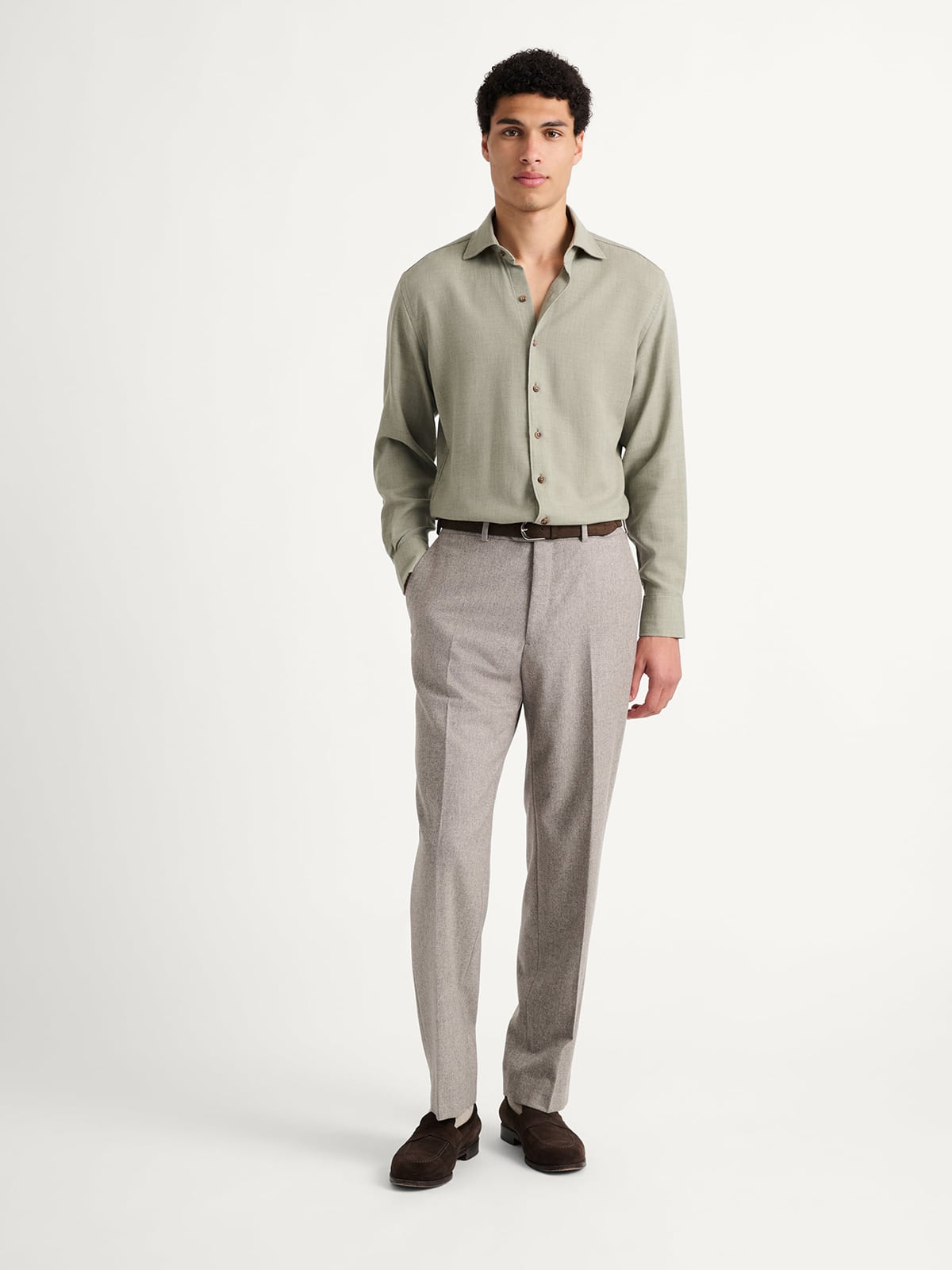 The Thomas Mason Cotton and Cashmere Dress Shirt in Laurel