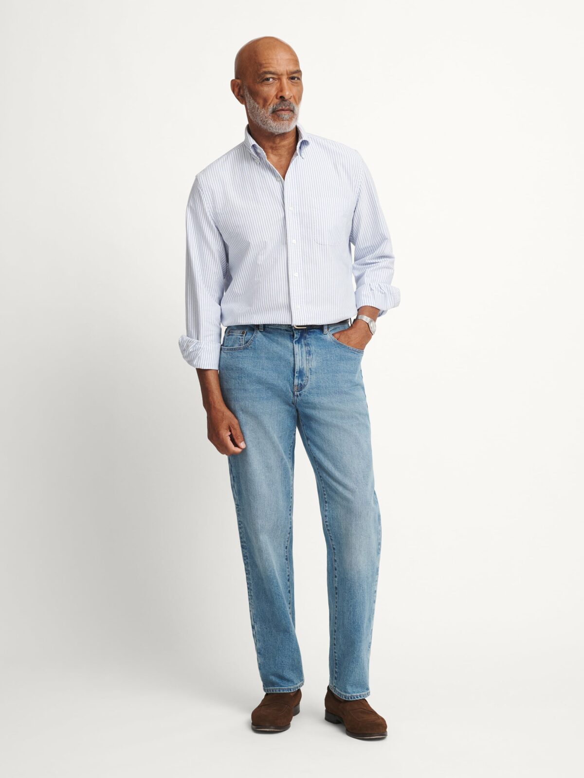 The Clark Oxford Cloth Button Down in Blue University Stripe