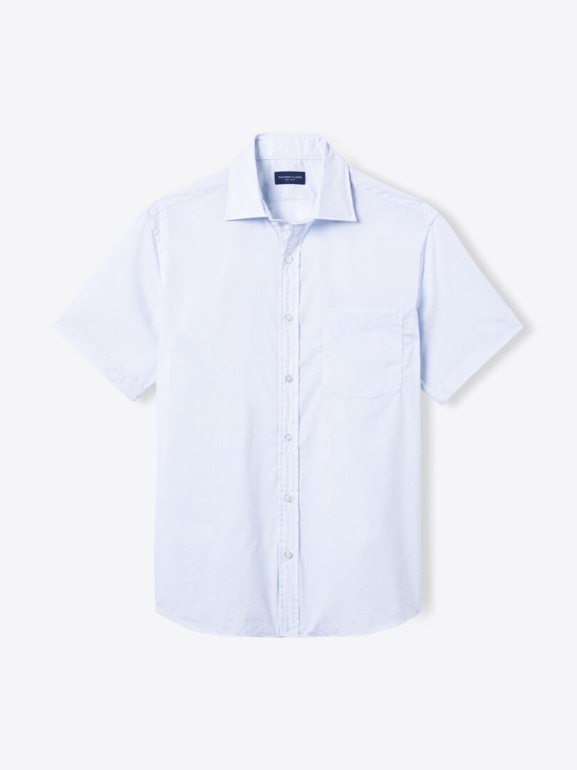 White and Light Blue Micro Print 