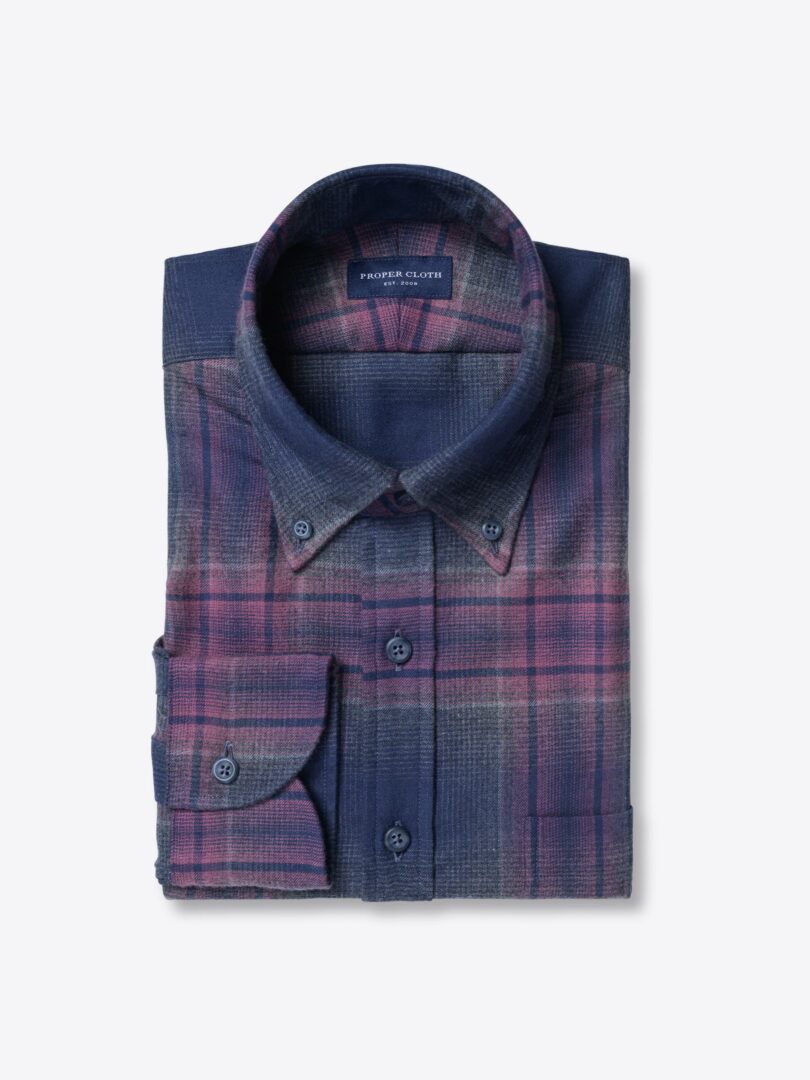 Portuguese Pink and Navy Ombre Plaid Flannel 