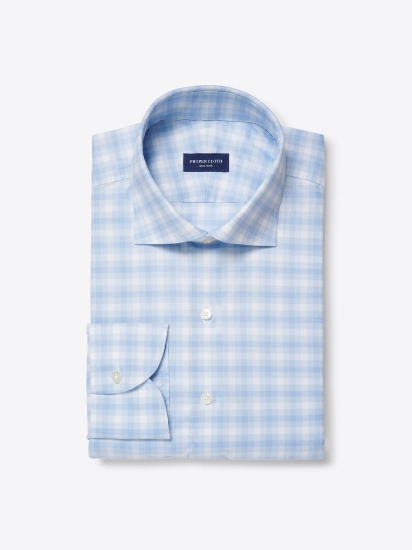 Non-Iron Stretch Light Blue Tonal Check Product Image