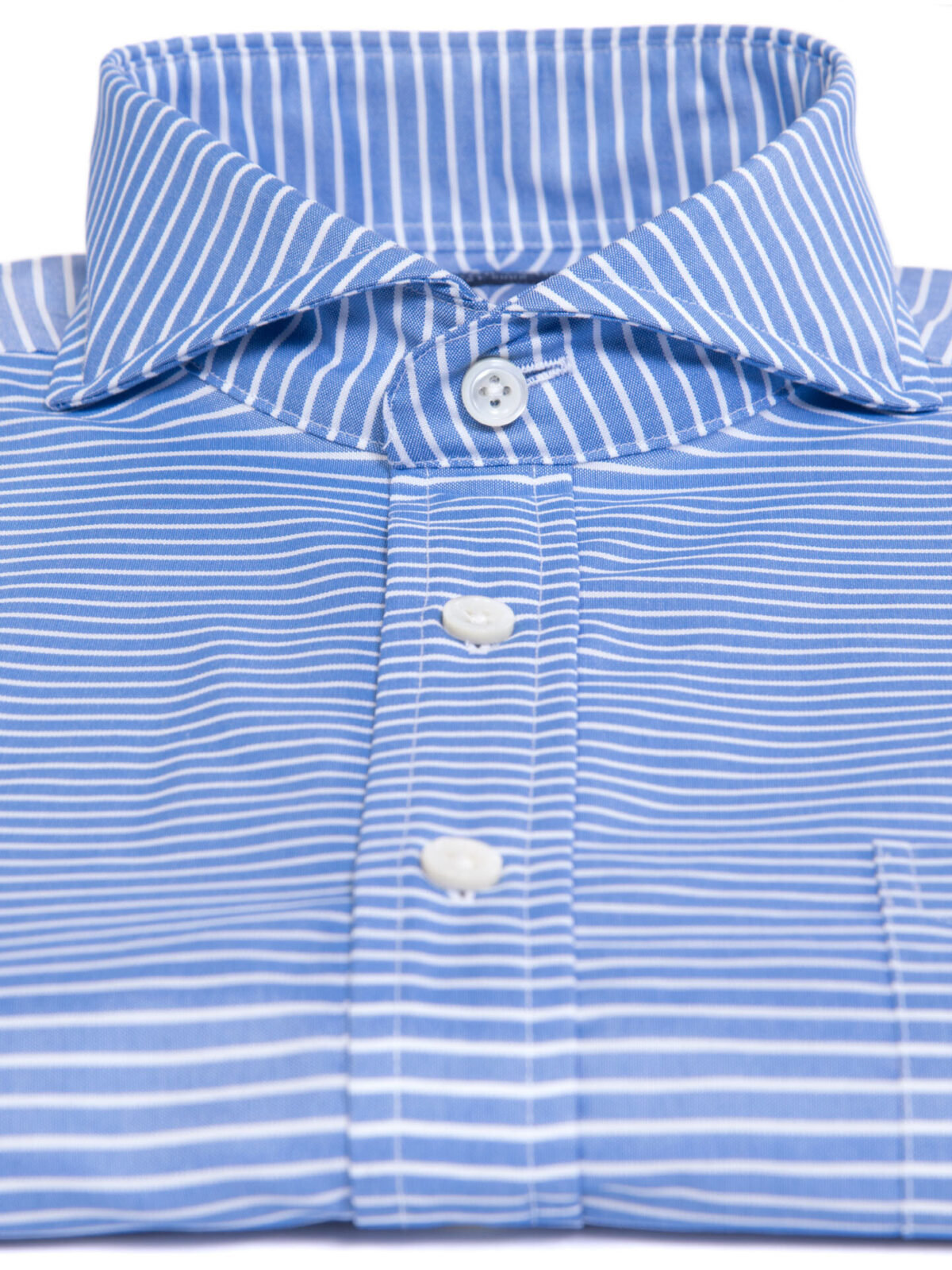 Thomas Mason Blue Horizontal Stripe Tailor Made Shirt Shirt by