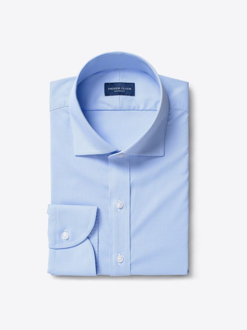 Performance Light Blue Houndstooth Dress Shirt 