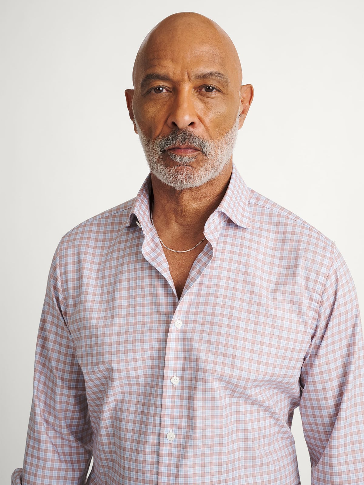 Sutton Salmon and Blue Check Twill Dress Shirt Shirt