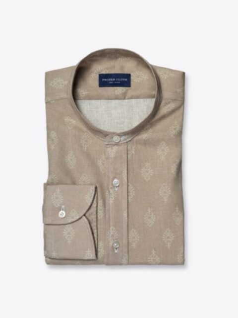 Shop Beige Linen Blend Handblock Print