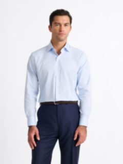 Thomas Mason Light Blue 100s Fine Twill Fitted Dress Shirt Shirt
