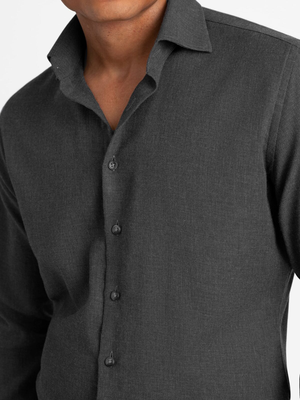 The Thomas Mason Cotton and Cashmere Dress Shirt in Charcoal