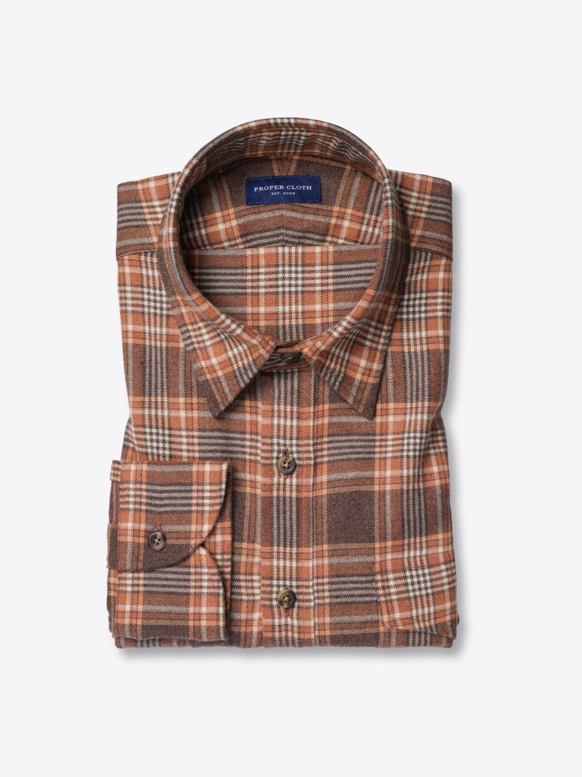 Canclini Brown and Ginger Plaid Beacon Flannel Shirt by Proper Cloth