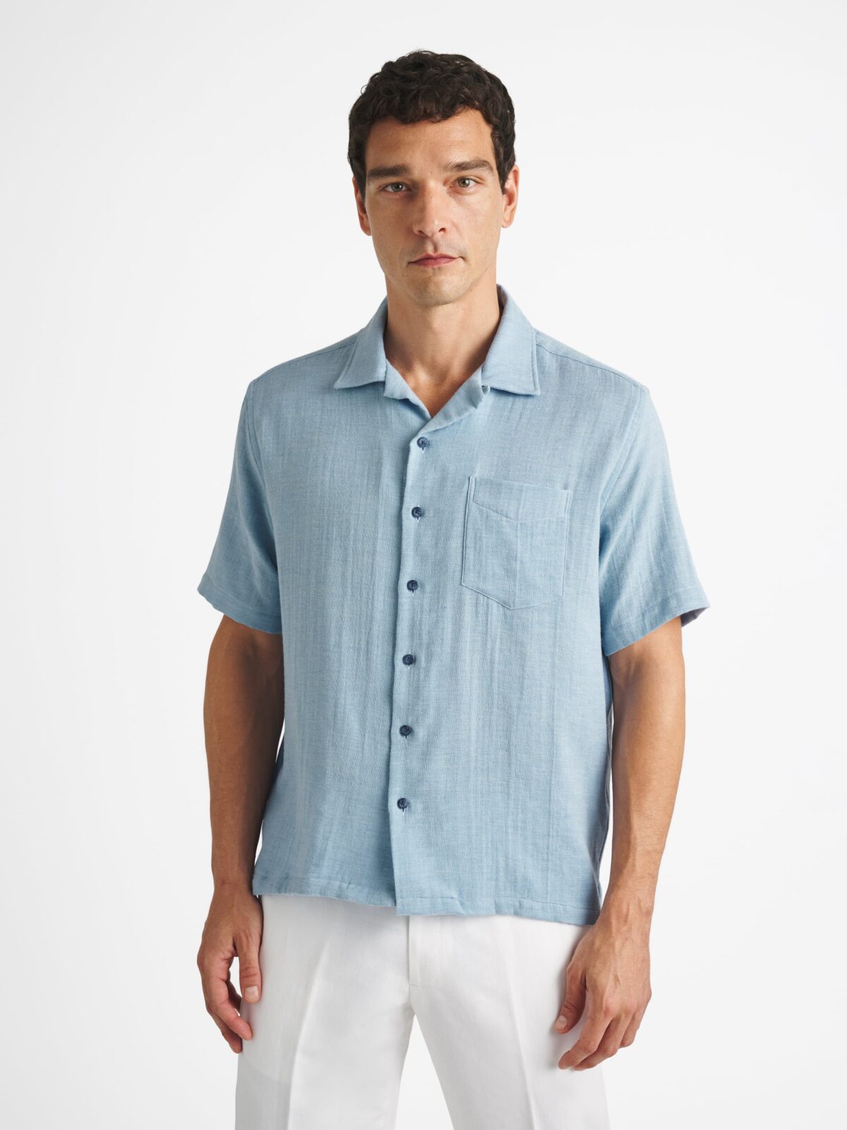 The Italian Gauze Camp Shirt in Light Blue