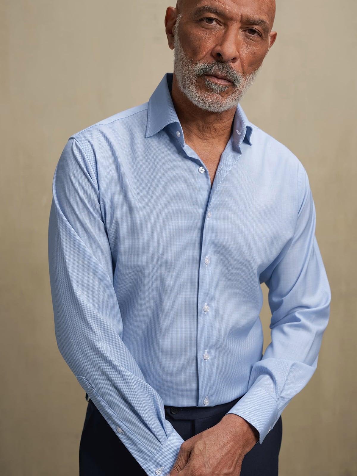 Reda Light Blue Houndstooth Merino Wool Shirt