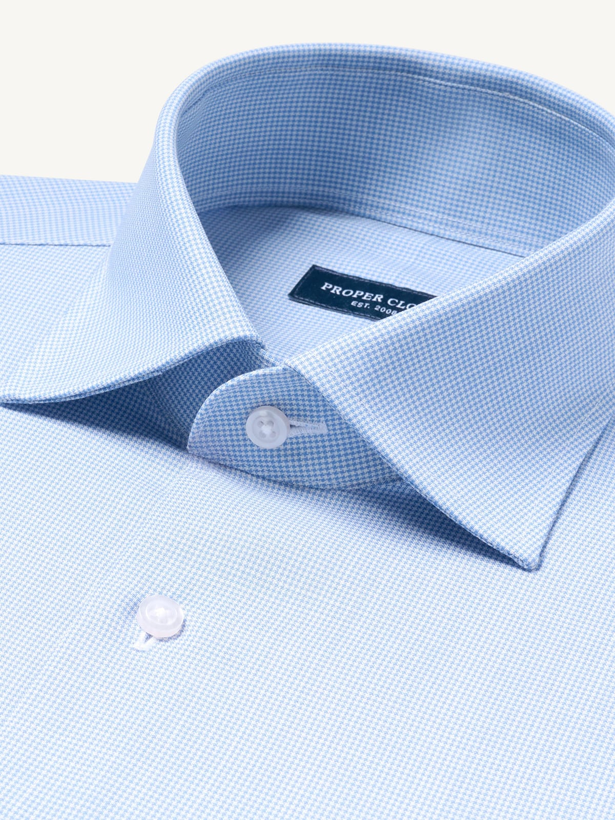 Reda Light Blue Houndstooth Merino Wool Shirt