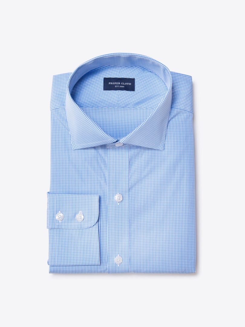 Carmine Light Blue Mini Check Men's Dress Shirt 