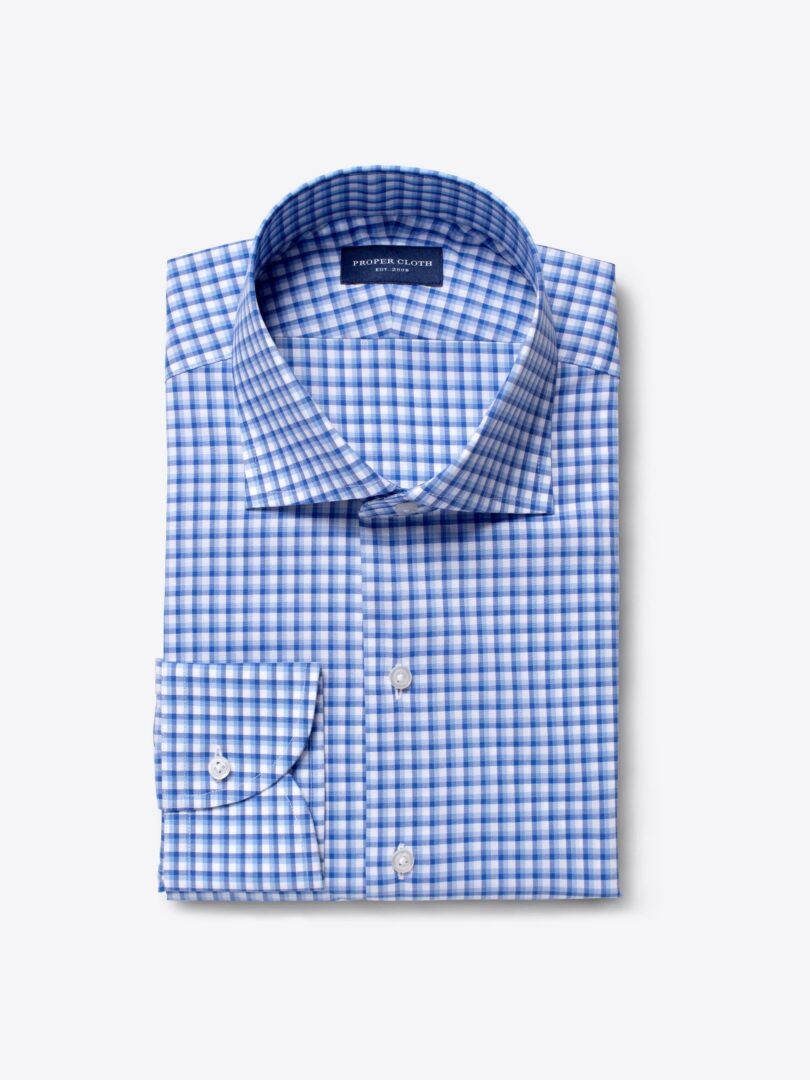 Thomas Mason Light Blue Shadow Check Tailor Made Shirt 