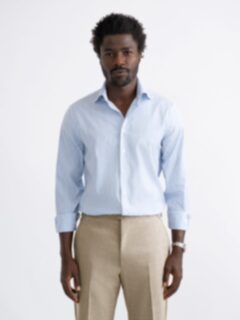 The Stretch Non-Iron Shirt in Light Blue Bengal Stripe