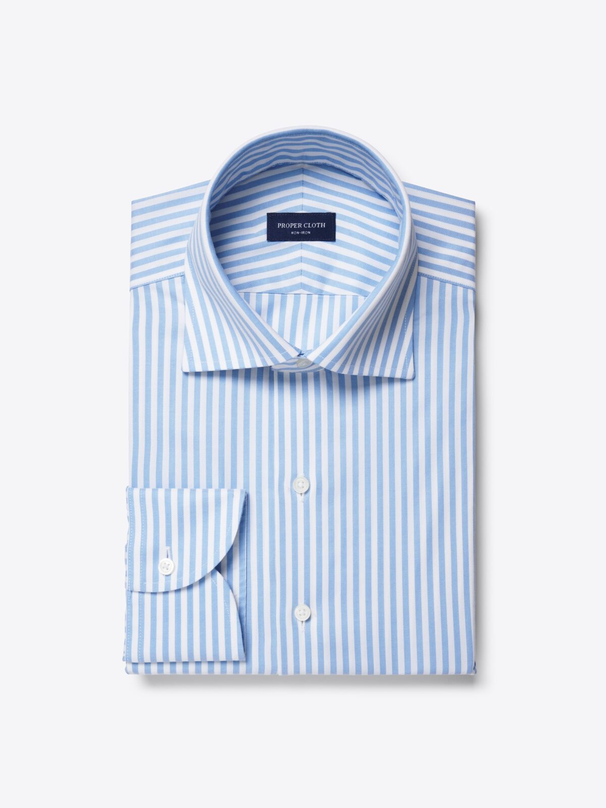 【BAON】[unisex] Wata Cotton Stripe Over Shirt The Stretch Non-Iron Shirt in Light Blue Bengal Stripe