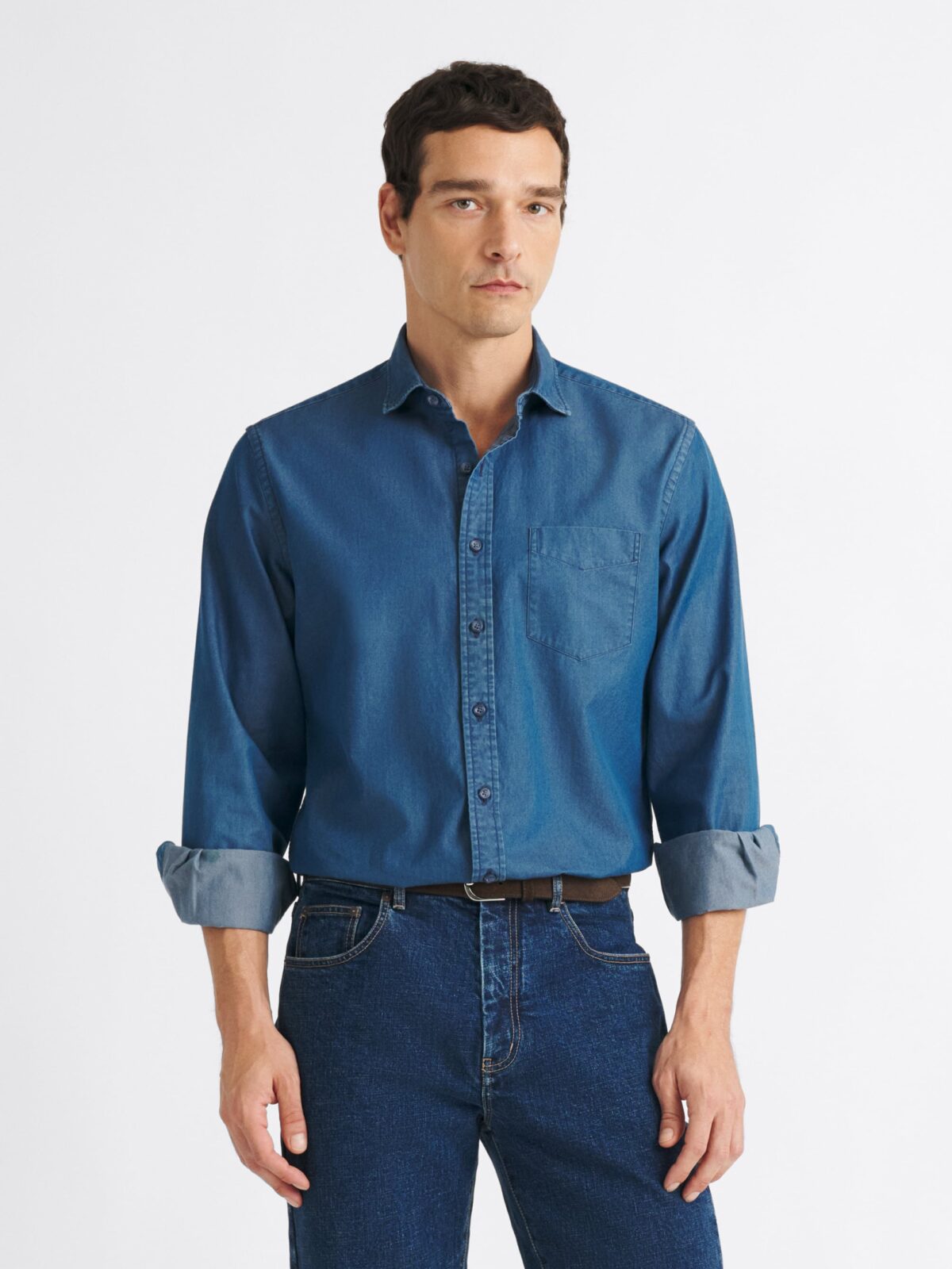The Italian Denim Casual Shirt in Dark Slate