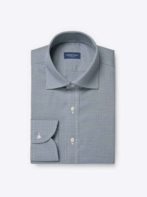 Shop Non-Iron Stretch Green and Blue Houndstooth Check