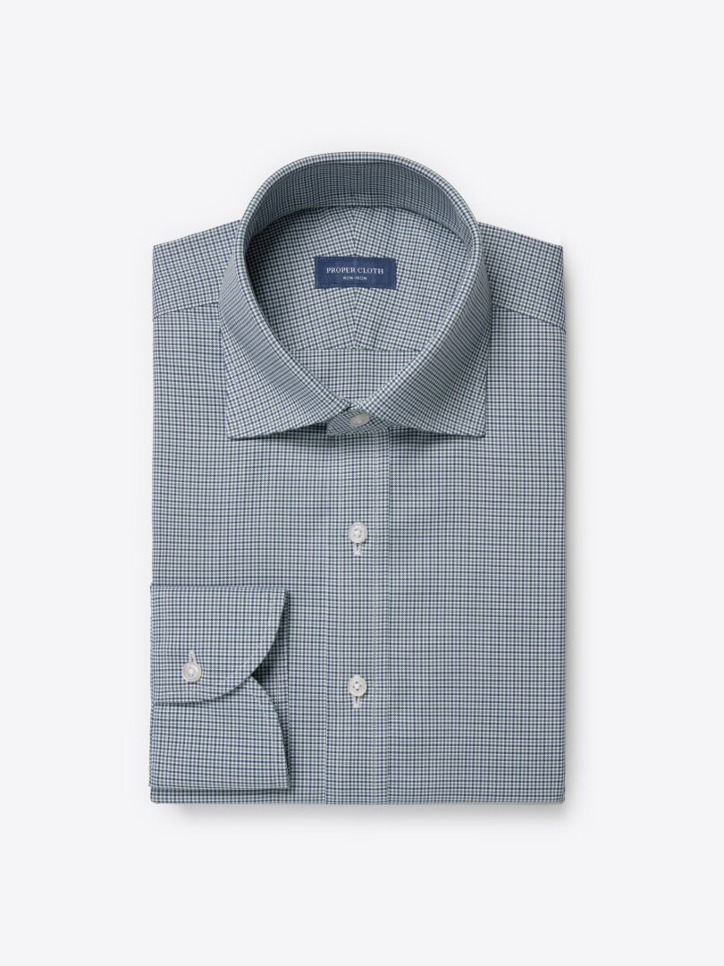 Thumb Photo of Non-Iron Stretch Green and Blue Houndstooth Check