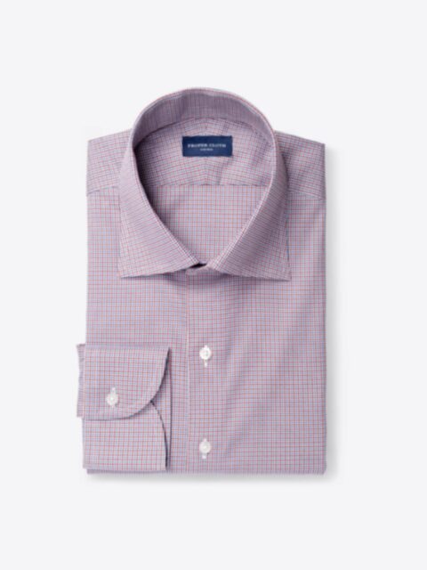 Shop Non-Iron Stretch Red and Blue Houndstooth Check