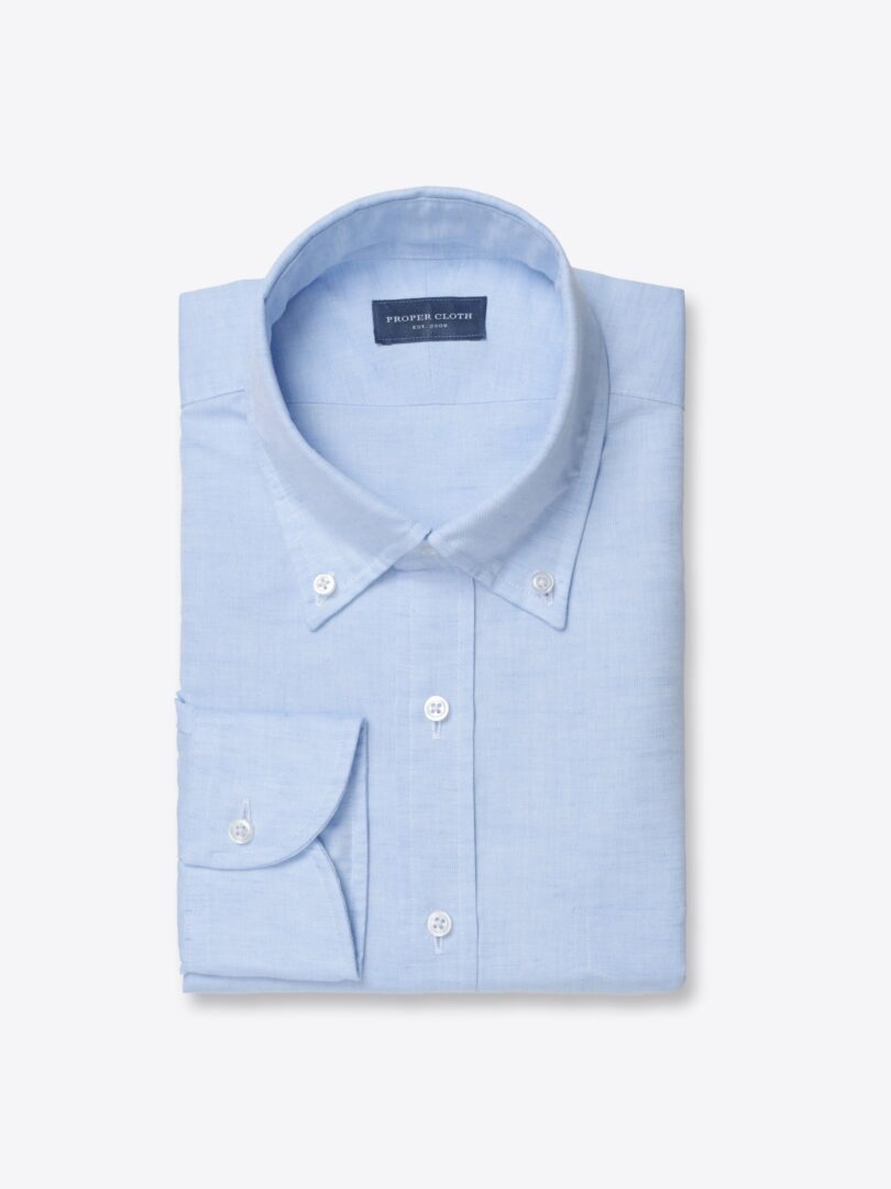 Portuguese Light Blue Cotton Linen Blend Shirts by Proper Cloth