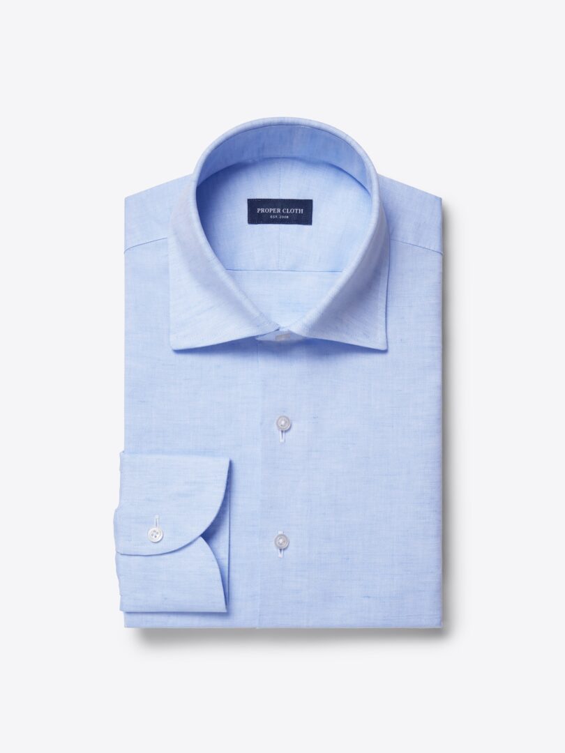 Portuguese Light Blue Cotton and Linen Oxford 