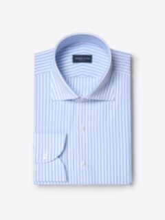 Thomas Mason Light Blue End-on-End Bengal Stripe Shirt by