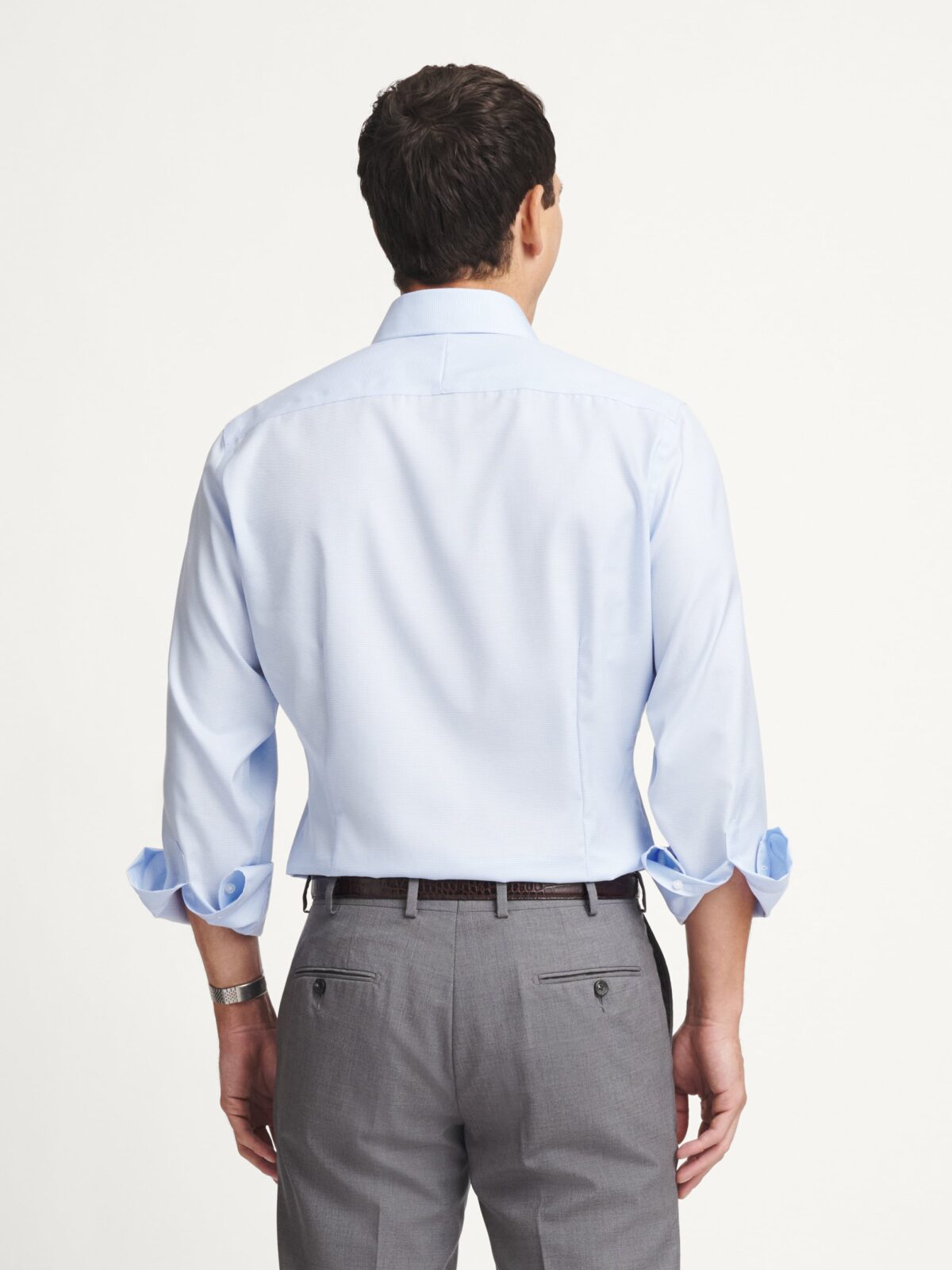 blue houndstooth dress shirt Men's Light Blue Check Dress Shirt: Performance Stretch