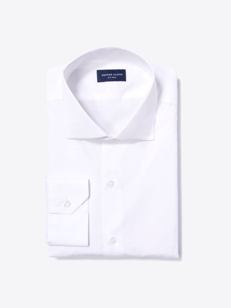 Mercer White Broadcloth Fitted Dress Shirt 