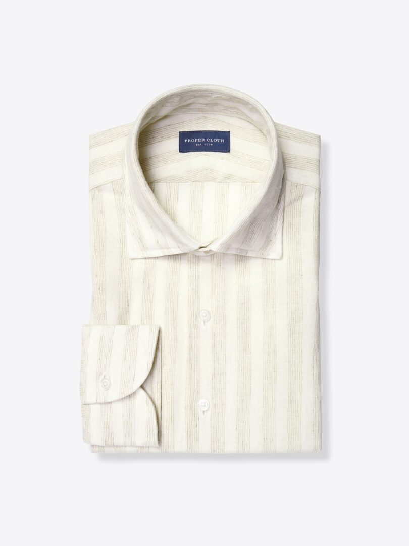 Liguria Beige Tencel and Linen Blend Stripe 