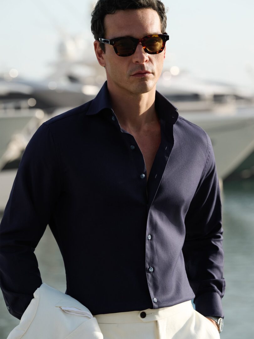 Albini Navy Giro Inglese Weave Thumb Detail