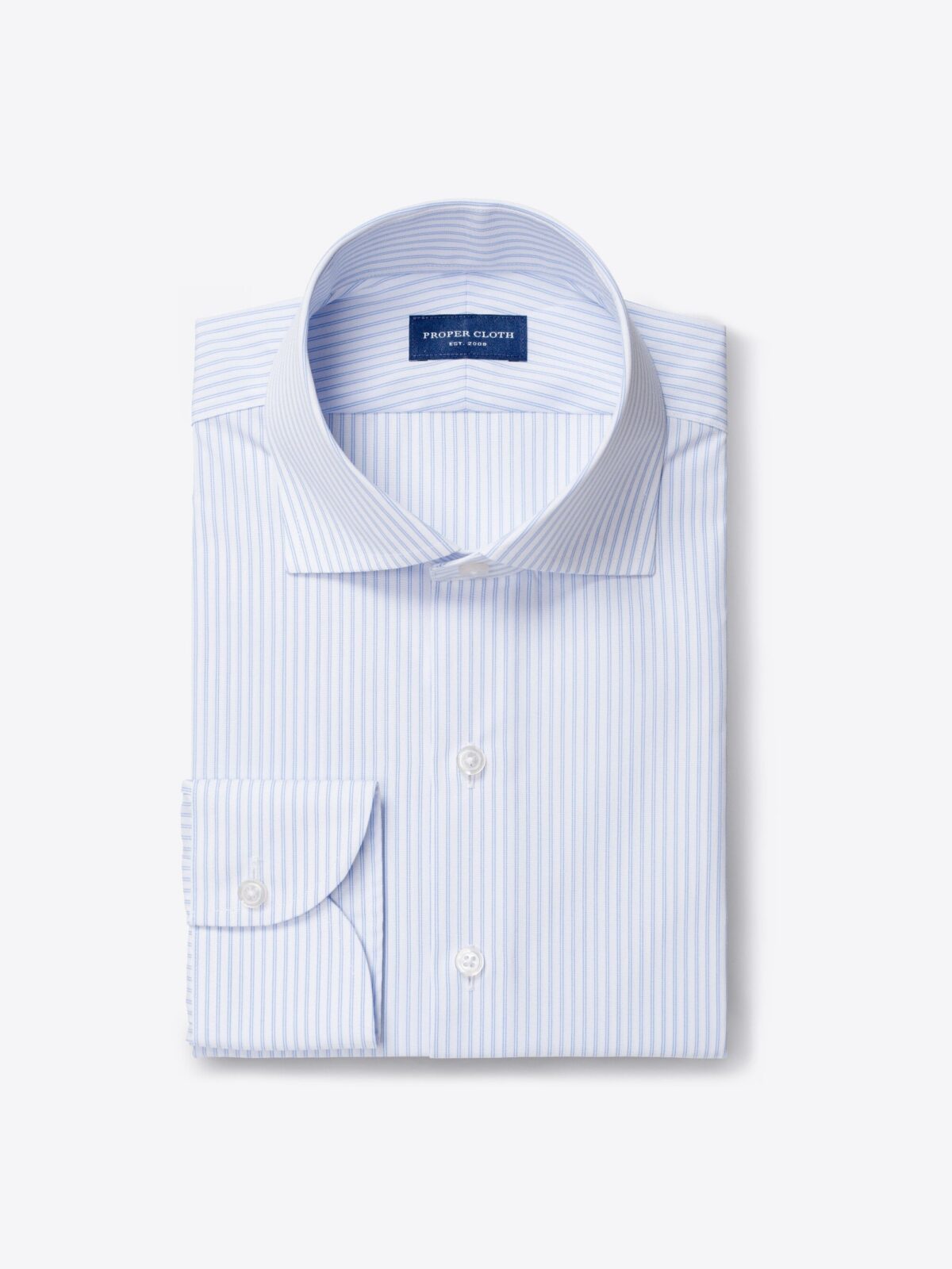 Waverly Light Blue 120s Double Stripe Shirt by Proper Cloth