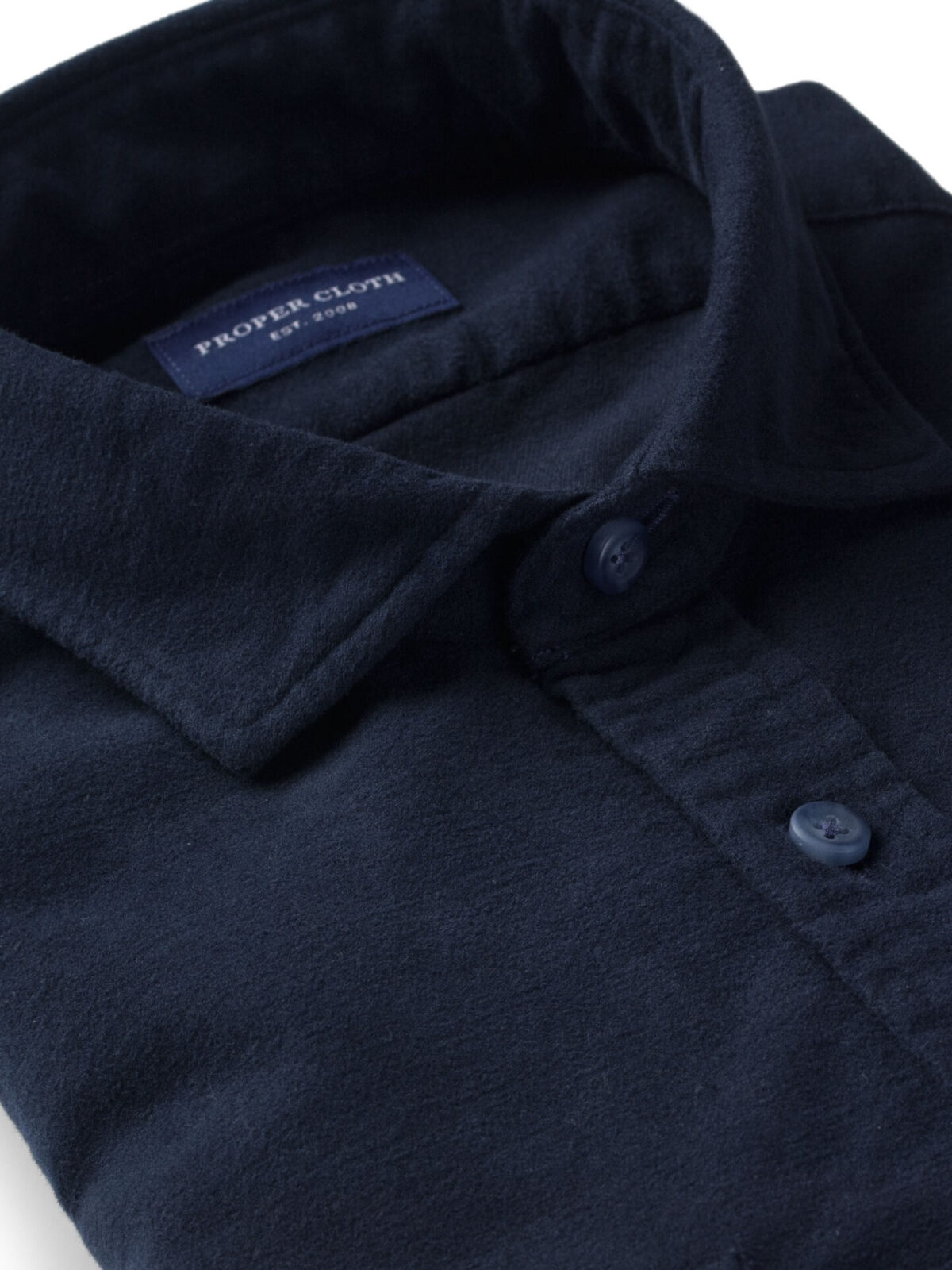 Italian Navy Cotton Blend Stretch Chamois Shirt by Proper Cloth