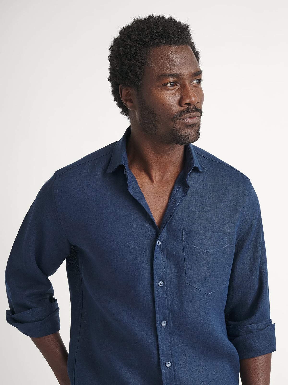【美品】IRISHMAN ネイビー シャツ S The Irish Linen Casual Shirt in Navy