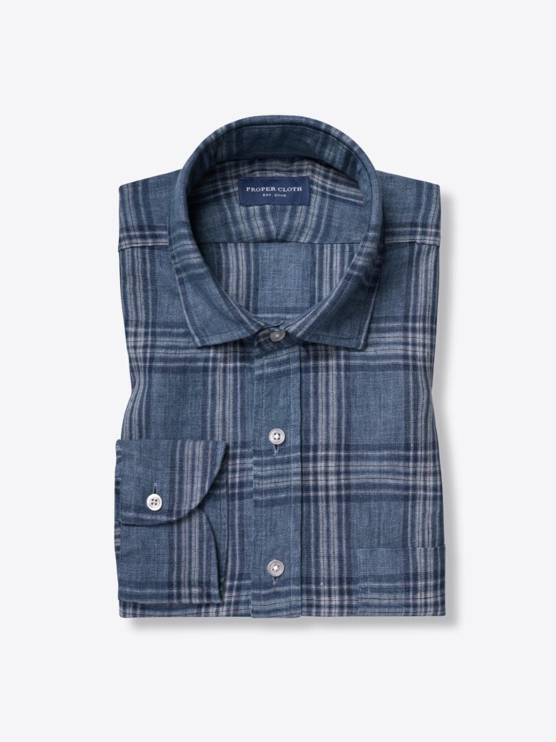 Leomaster Washed Slate Plaid Linen 