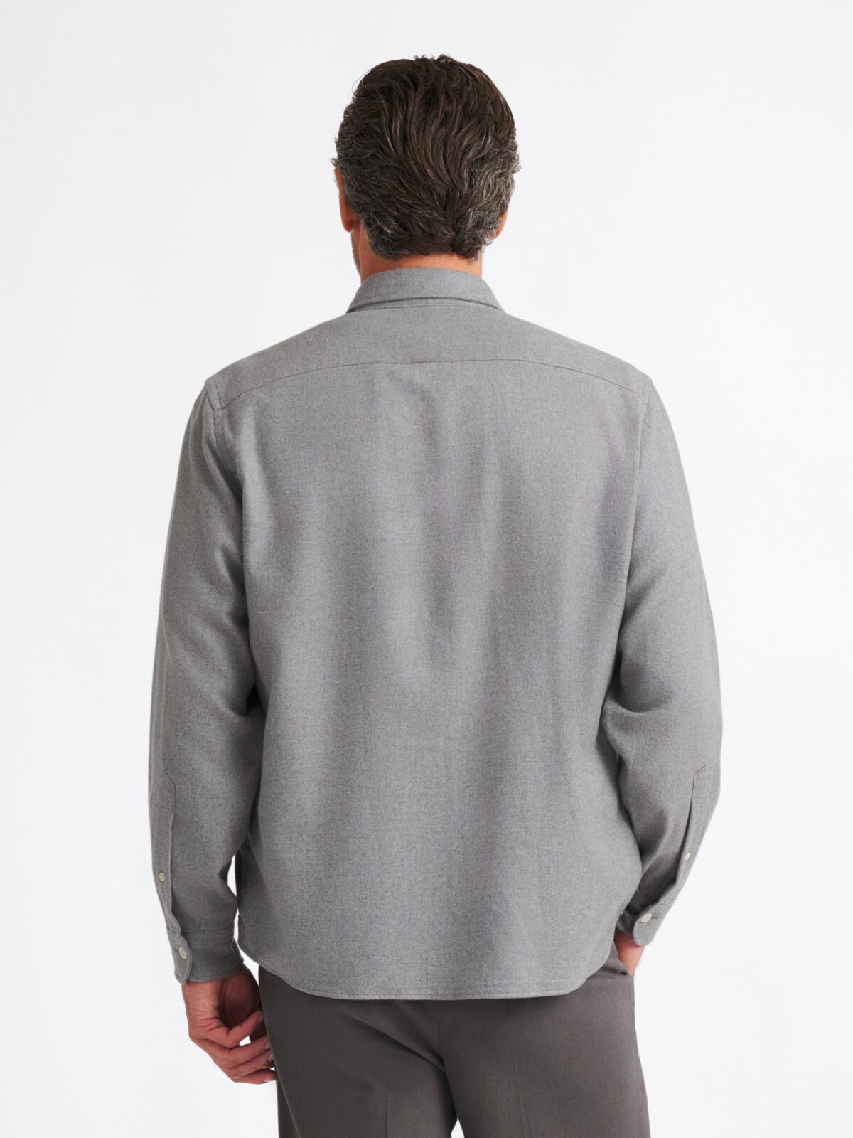 The Cotton and Cashmere Flannel Workshirt in Grey Melange