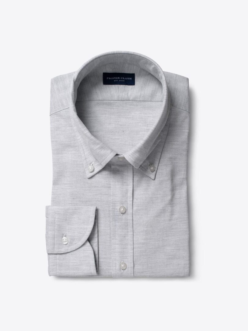 Carrara Light Grey Melange Chambray Custom Dress Shirt 