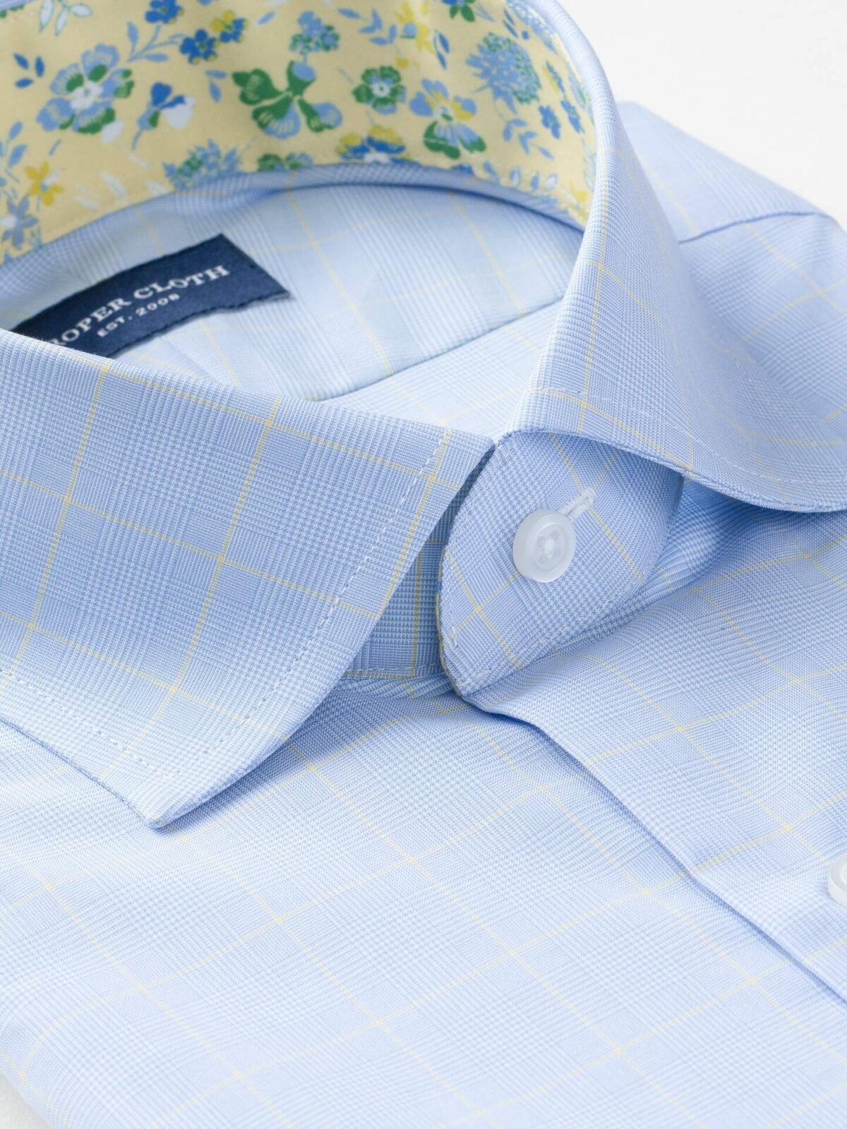 Thomas Mason Blue and Yellow Prince of Wales Check Shirt
